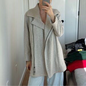 Boss Cream Knit Collar Coat
